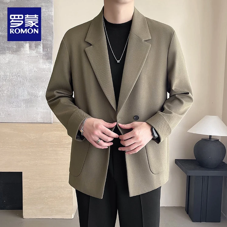 罗蒙西装男2025春秋季新款韩版百搭青年潮牌休闲西服宽松夹克外套