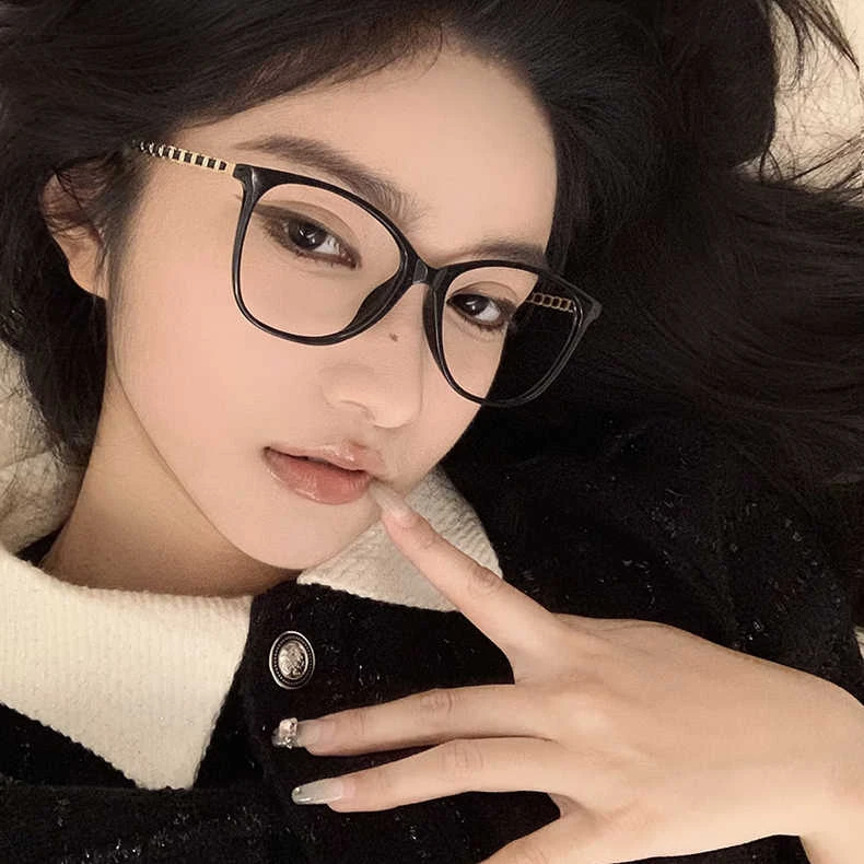 猫眼复古黑框女编织镜腿超轻防蓝光素颜平光镜显脸小潮流无度数