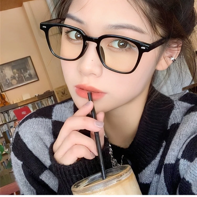 TR90平光镜护目架眼镜框男女新款超轻装饰素颜眼镜黑色ins方框