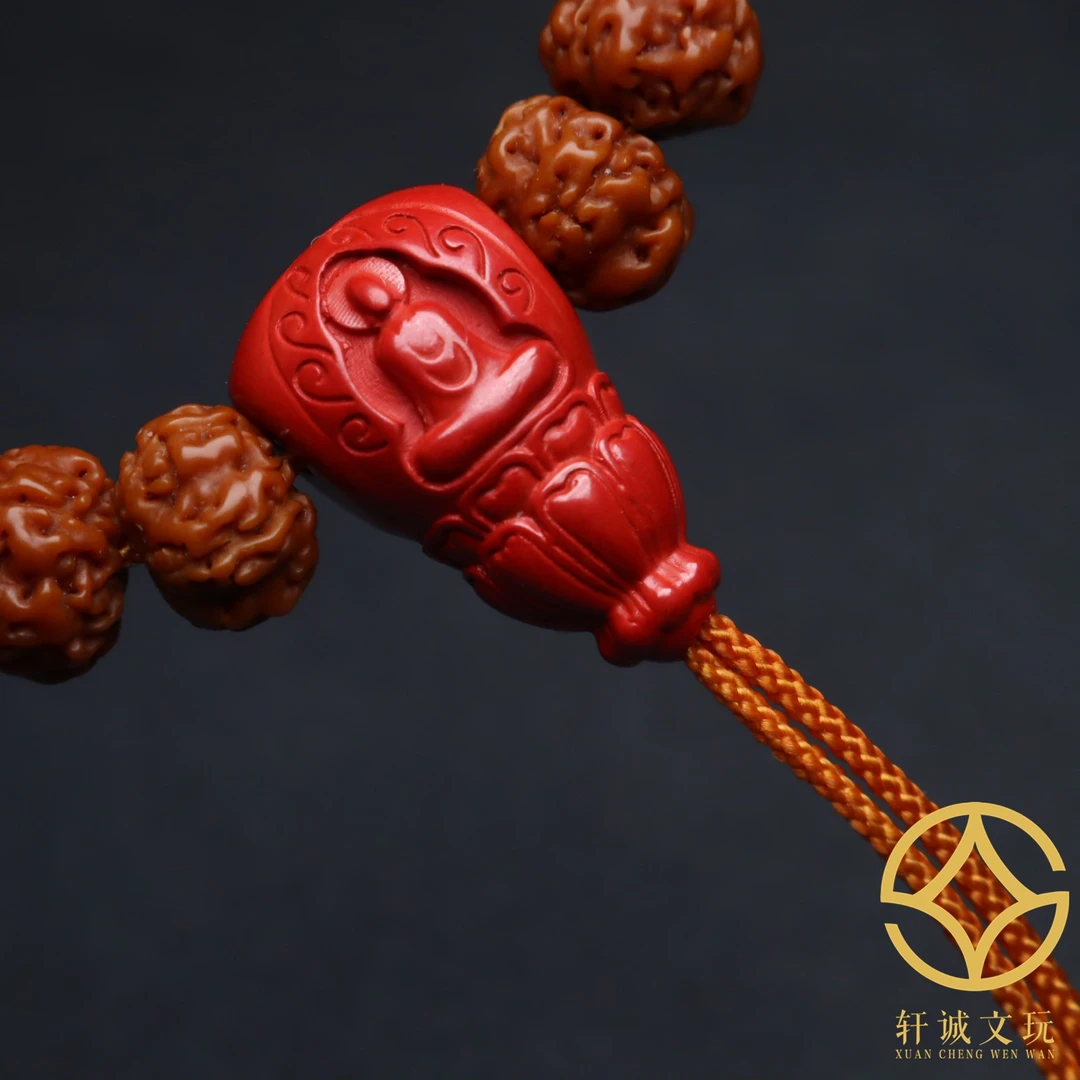 含辰砂工艺品天然朱砂红砂无相佛三通佛头顶腰珠隔珠金刚星月菩提