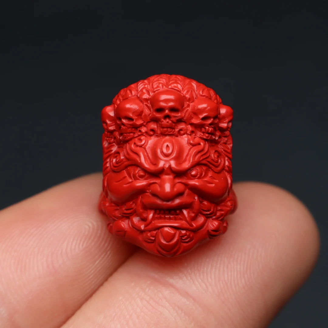 含辰砂工艺品保真朱砂大黑天黄财神背云配件挂件吊坠饰品星月金刚