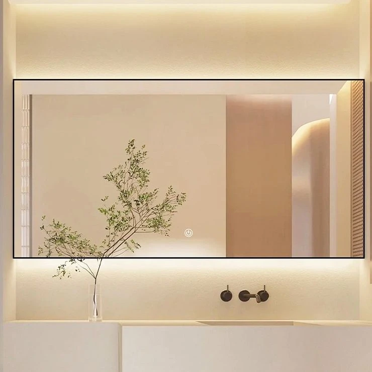 高档铝合金正面极窄边带亚克力灯罩除雾智能浴室镜洗手间化妆镜