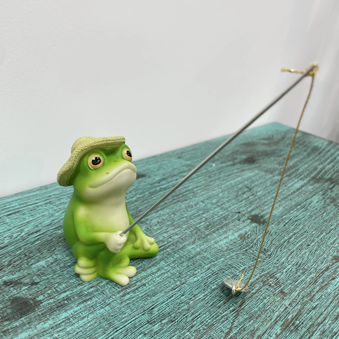 水池青蛙钓鱼摆件古法鱼缸造景庭院假山流水花盆装饰品垂钓工艺品