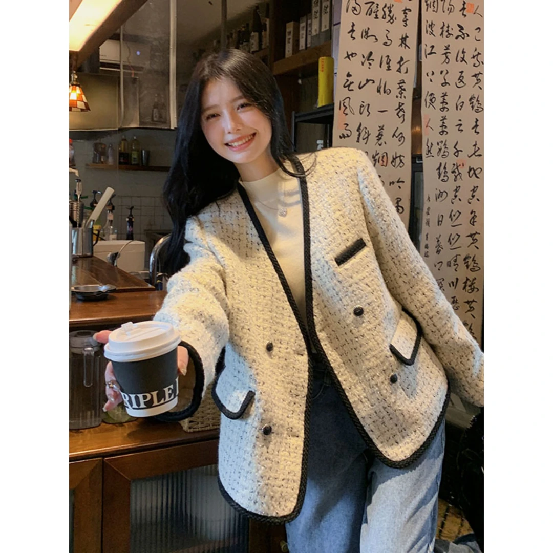 法式粗花呢小香风外套女春秋2024年富家千金感气质名媛小个子上衣