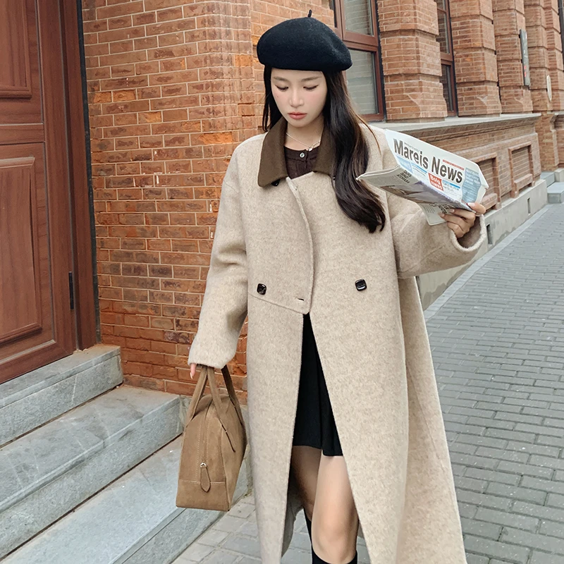 双面羊绒毛呢大衣女2023冬季新款韩版宽松气质高级感长款羊毛外套