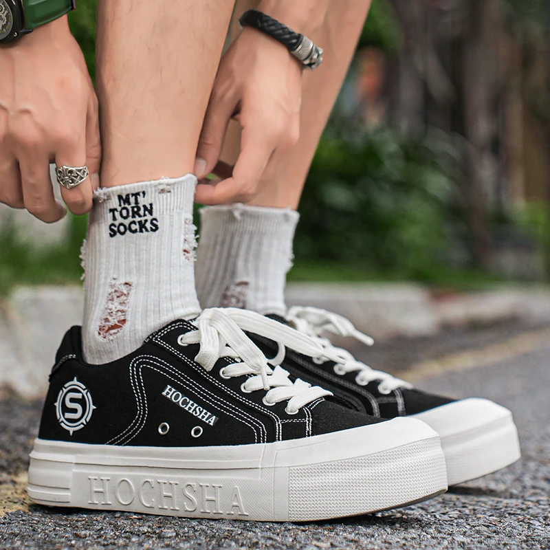 HOCHSHA/红齿鲨春夏新品港风ins百搭潮鞋低帮厚底休闲帆布鞋8706