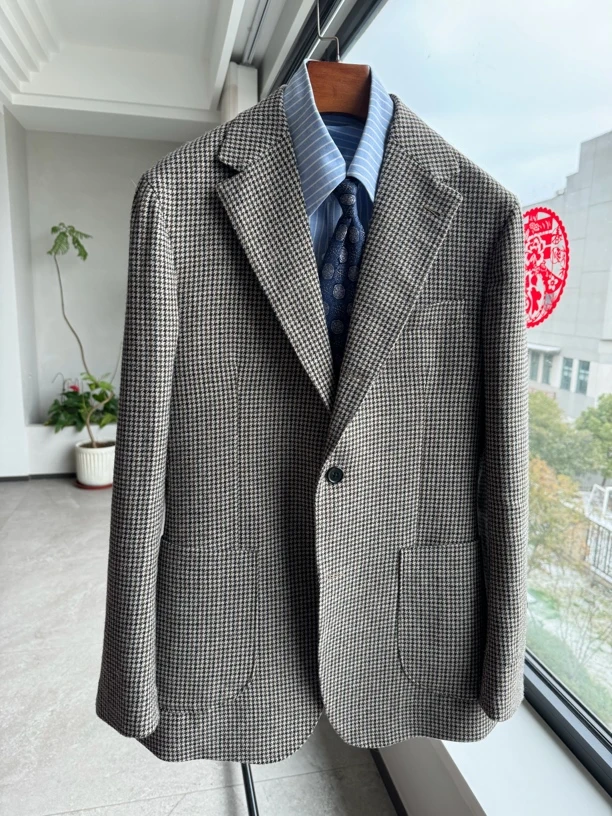 春秋款 意式nopoli男士上装 千鸟格单西 修身可定制