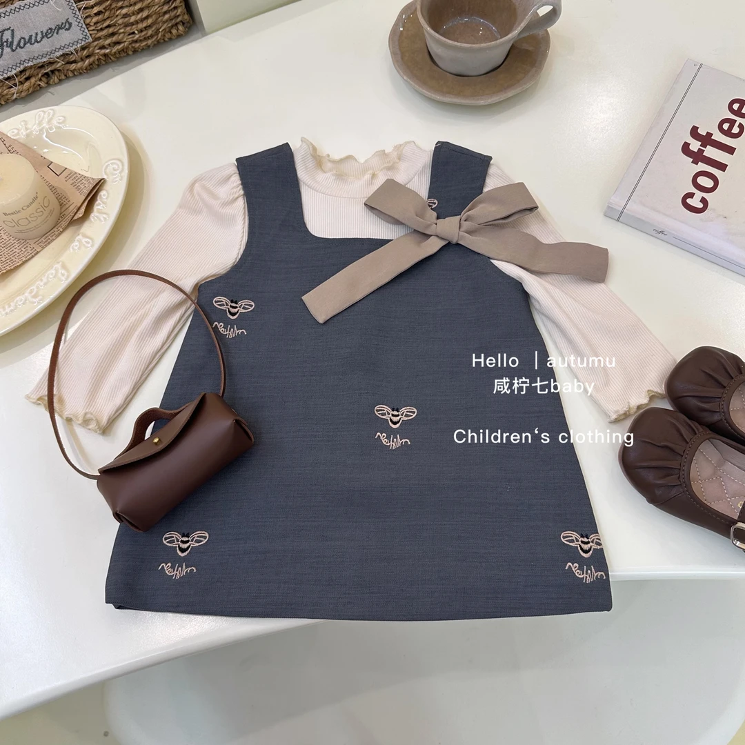 【现】女童秋装连衣裙2024新款儿童洋气时髦宝宝小香风无袖背心裙