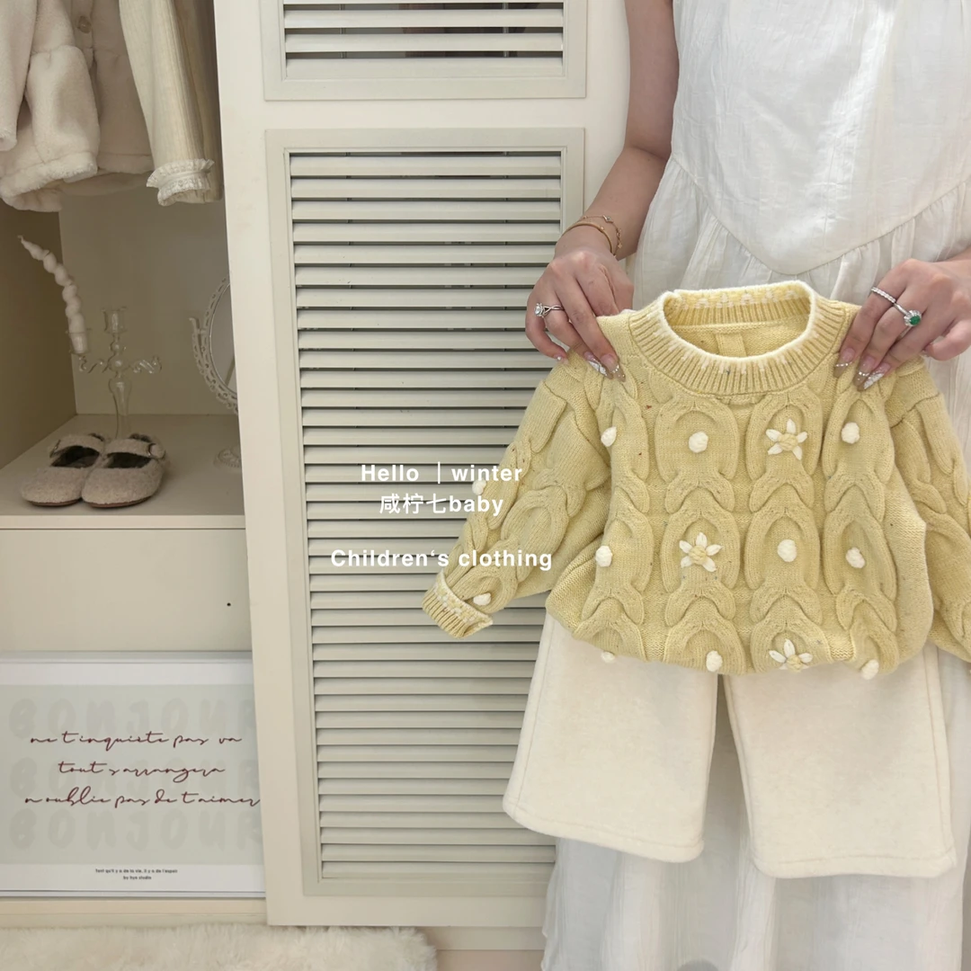 咸柠七女童加厚毛衣秋冬衣服新款上衣儿童冬季套装女孩洋气冬装