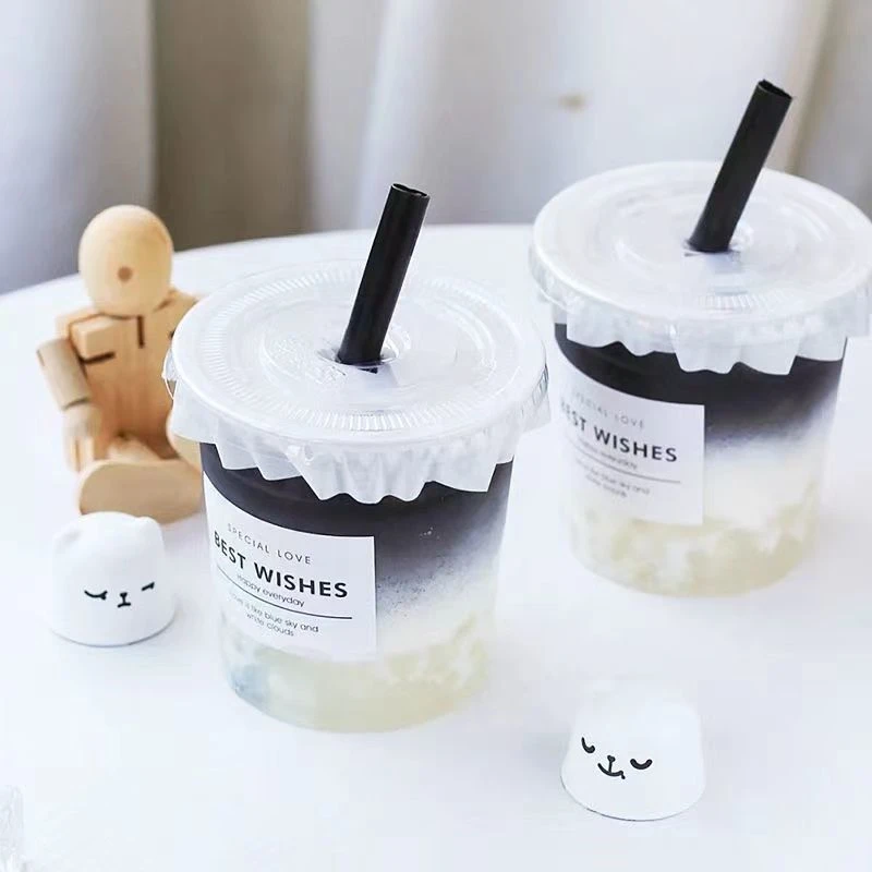 一次性水杯网红夏天冷饮杯加厚高颜值带吸管带盖子透明创意奶茶杯
