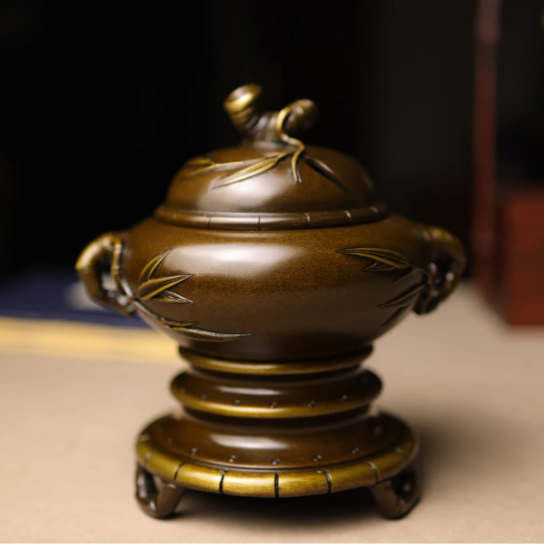 赵玉保手工铜炉 竹报平安