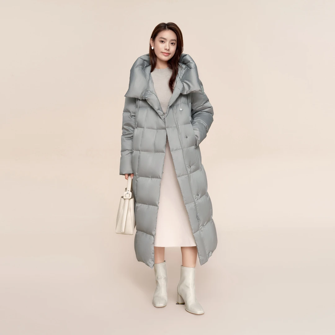 波司登2024冬季新款都市优雅加厚保暖连帽外套女士休闲长款羽绒服