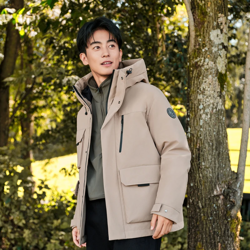 波司登2024冬季新款经典时尚休闲户外运动男士多口袋连帽羽绒服