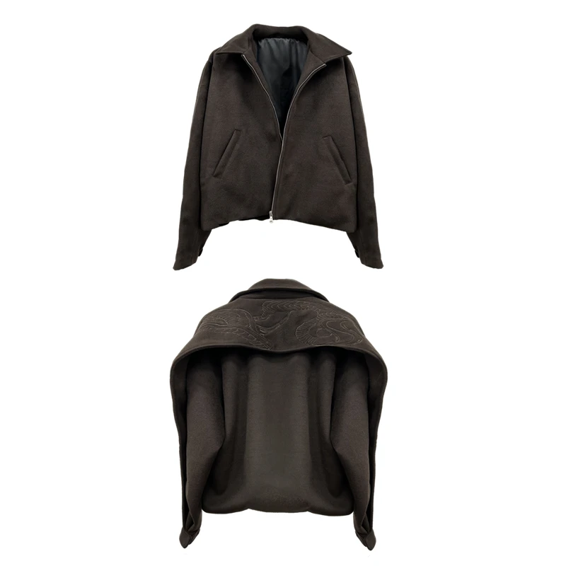 WANNALAB25SS蛇年限定十万针蛇骨黑色秋冬休闲刺绣夹克短款外套