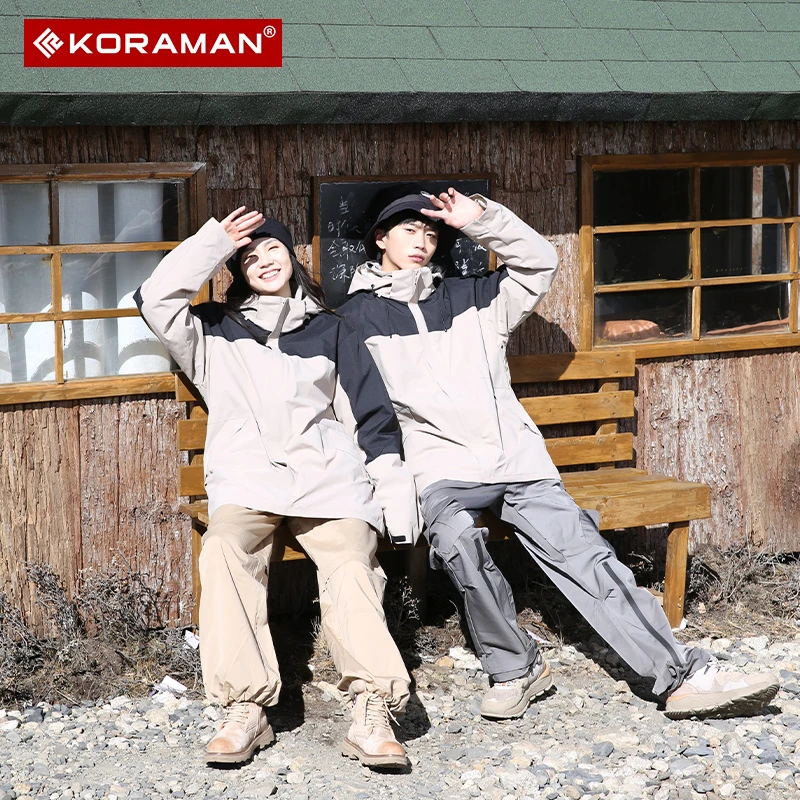 KORAMAN酷然2023款三合一冲锋衣男女同款可拆卸加绒防水外套885F
