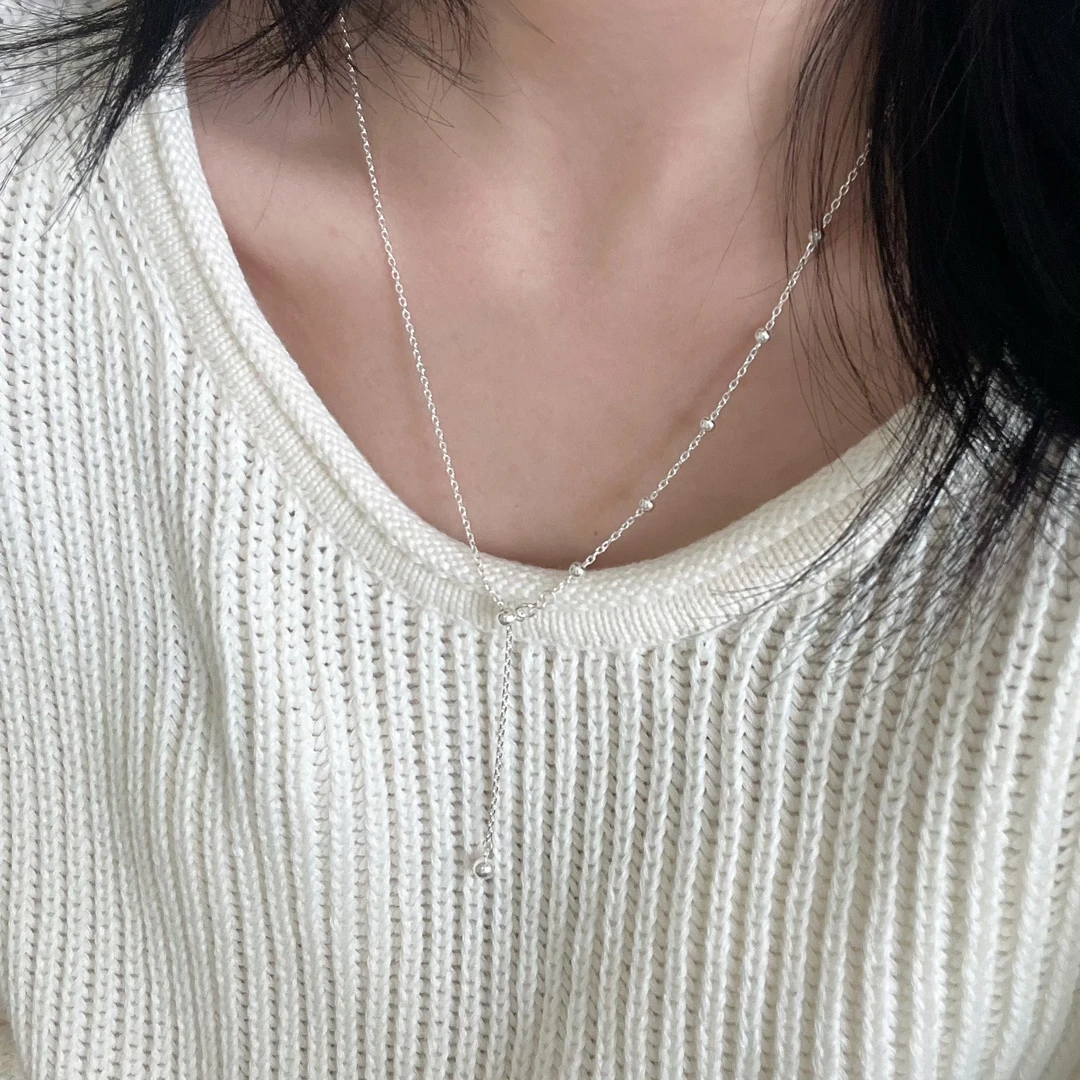 坠链均925银 韩ins风时尚百搭气质简约 抽拉满天星项链小众可调节