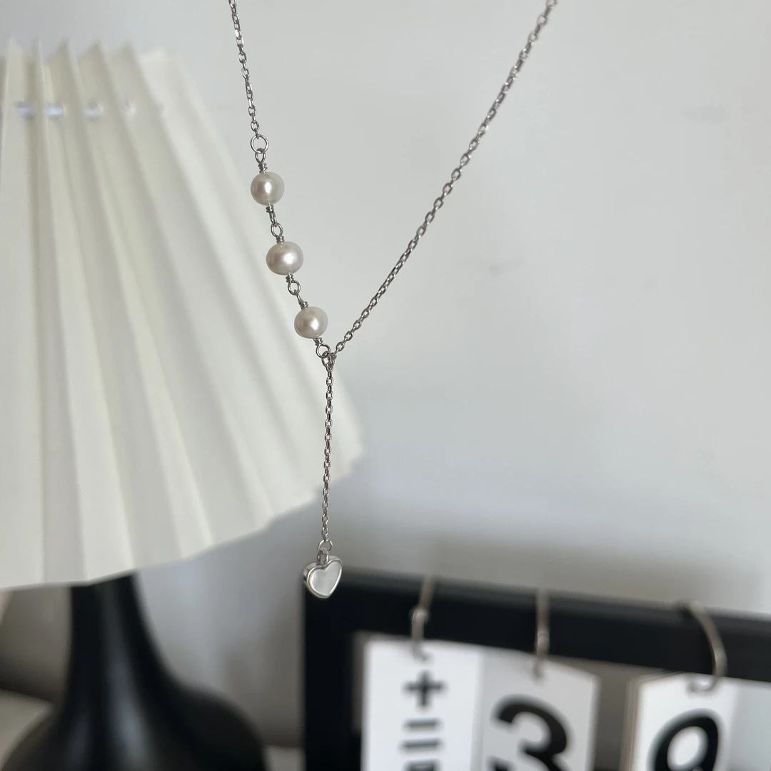 坠链均925银 韩ins时尚百搭气质简约 三珠爱心吊坠项链轻奢小众