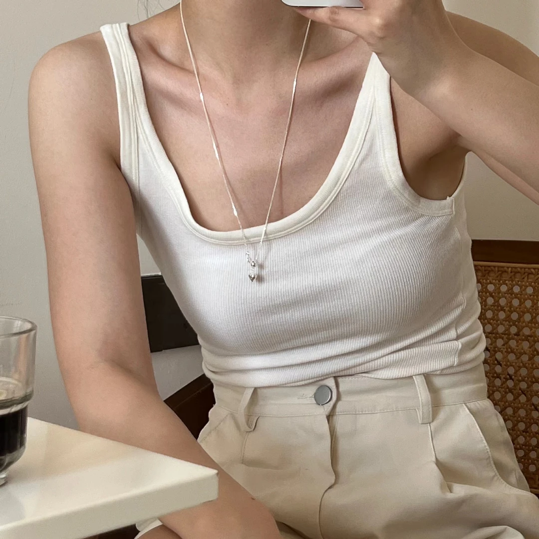 坠链均925银 韩ins时尚百搭气质简约 1.2mm抽拉爱心项链冷淡轻奢