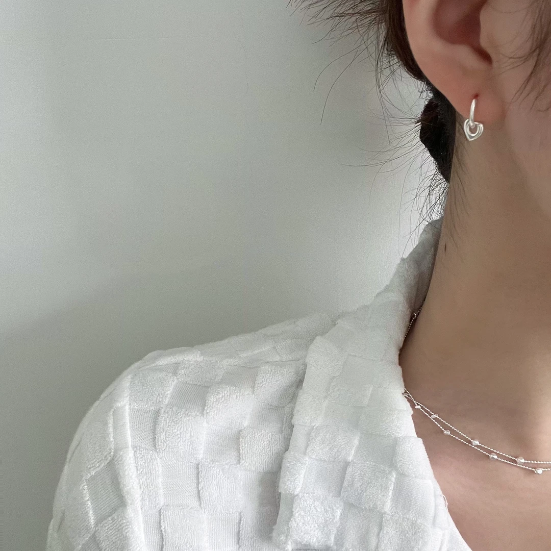 925银耳饰 韩ins风时尚百搭气质简约 两戴小爱心耳扣小众韩版