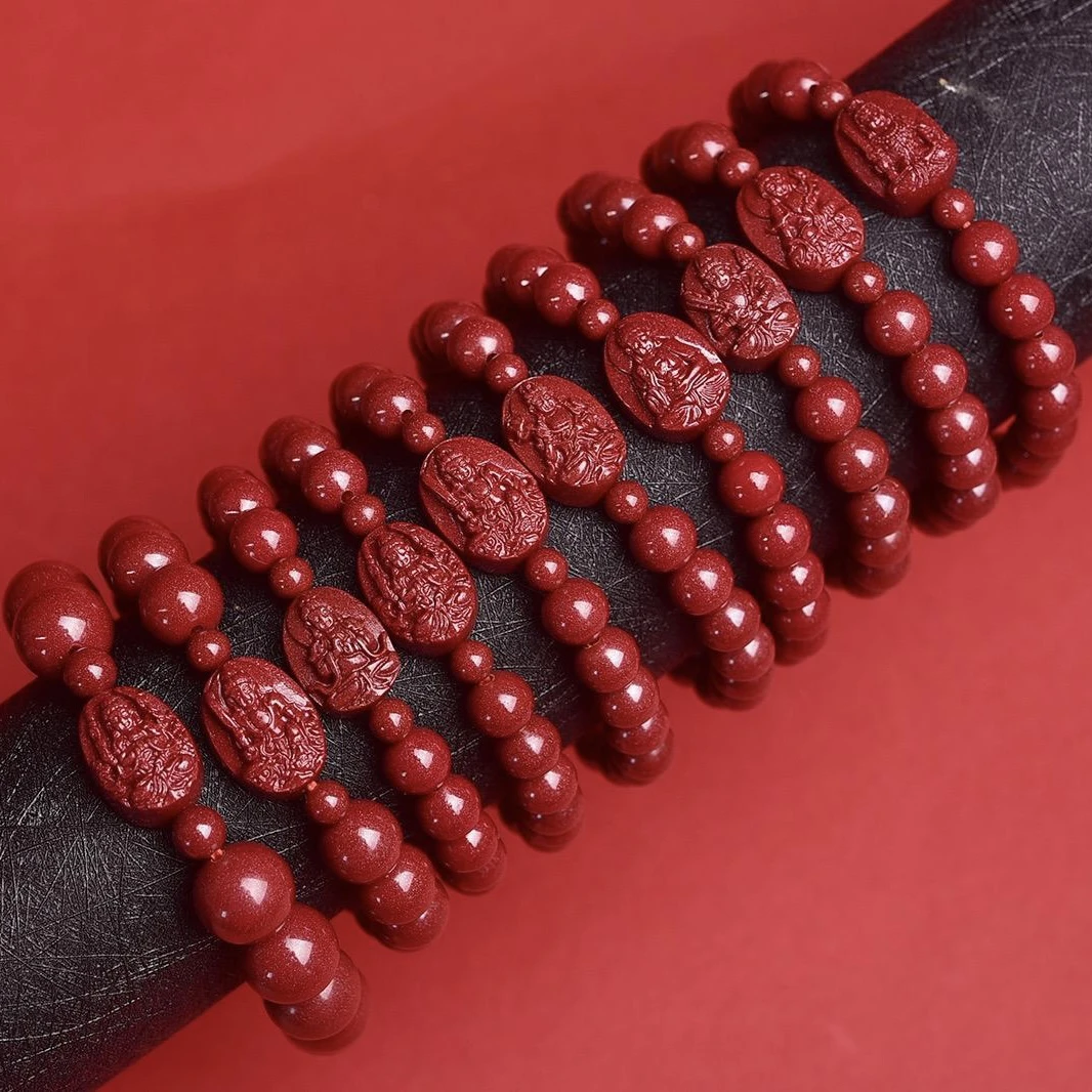 含辰砂工艺品[朱砂]十二生肖手链男女款生肖佛紫金砂手串单圈礼物