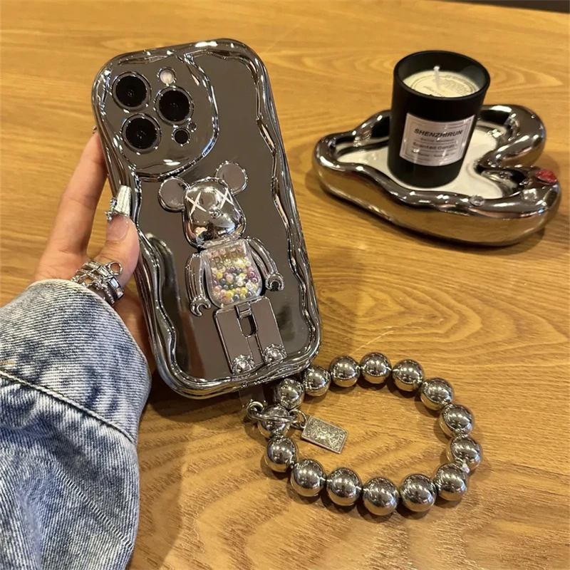 新款苹果oppo华为小米vivo新款360度旋转电镀暴力熊支架手机壳ins