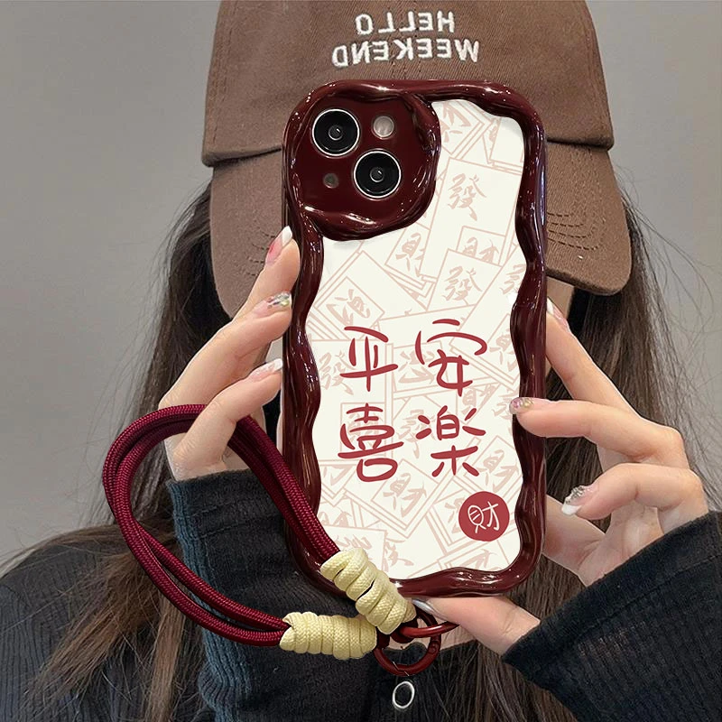 新款平安喜樂苹果华为oppo小米vivo曲边纹全包防摔高颜值手机壳女