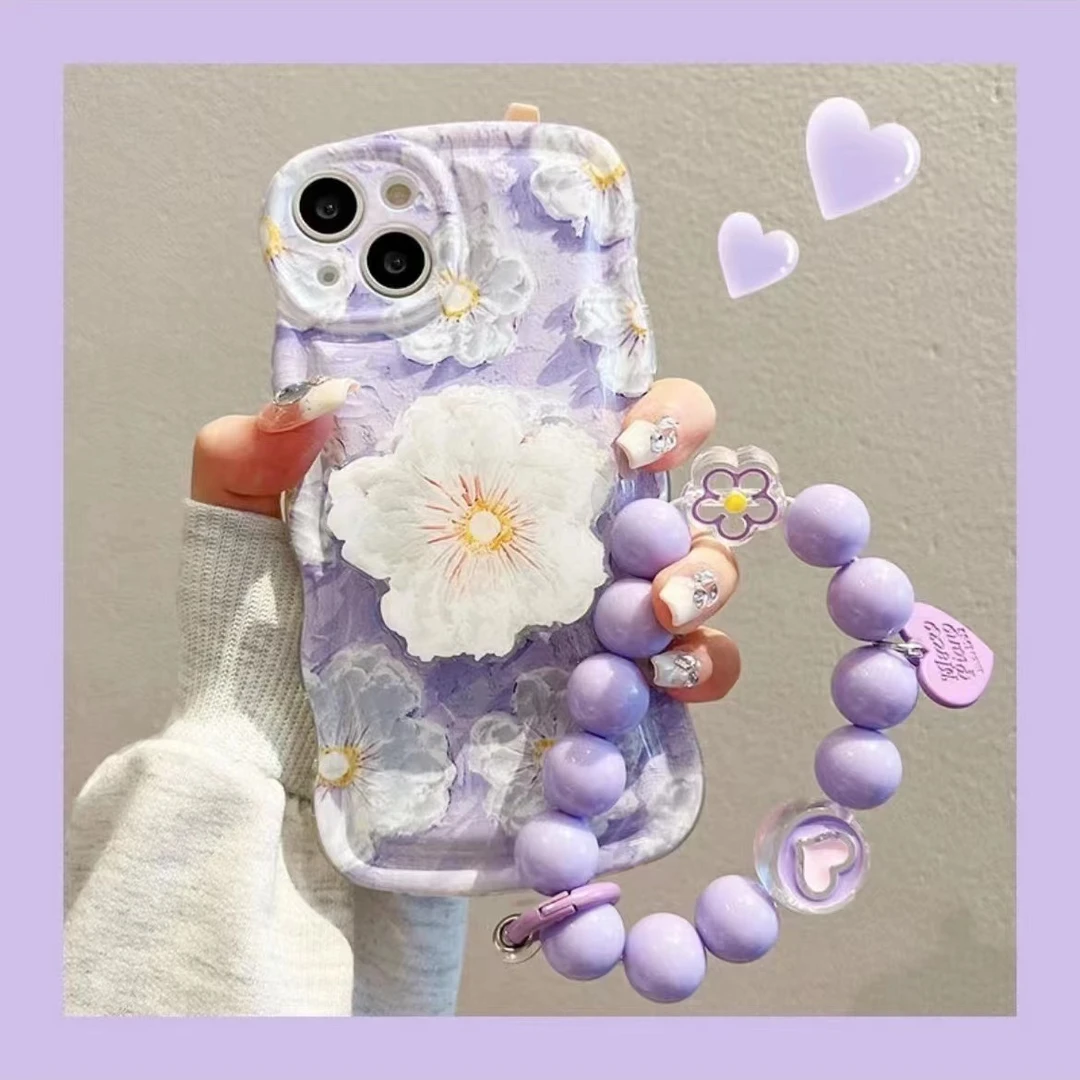 【苹果华为小米oppovivo】新款轻奢花花全包防摔高颜值波浪手机壳
