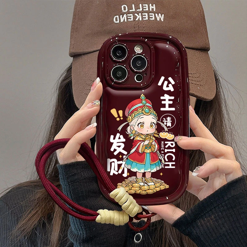 公主发财苹果oppo华为小米vivo小胖波浪高颜值全包防摔手机壳可爱