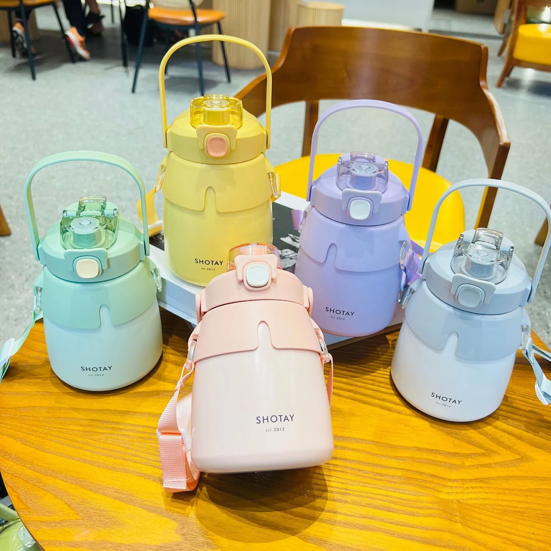 ST大肚保温杯潮流高颜值水杯316L二代不锈钢两用水壶900ml大容量