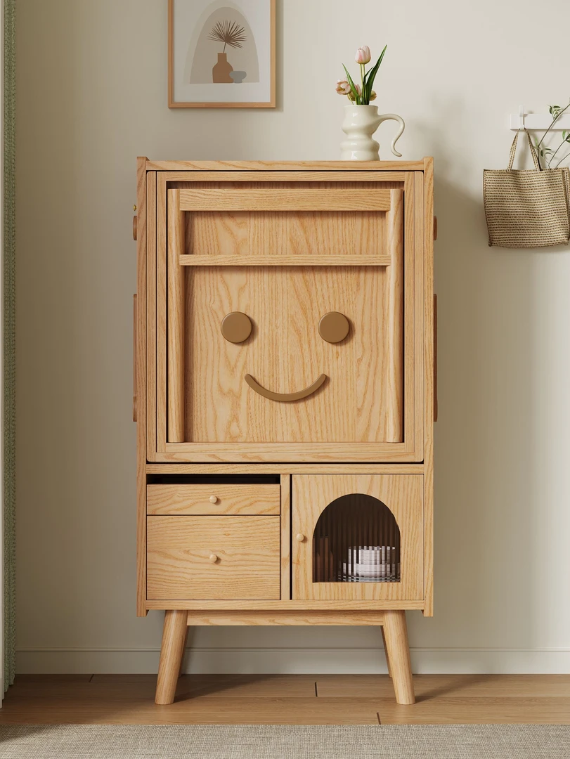 伸缩餐桌实木机器人储物柜家用小户型餐边柜一体可折叠餐桌椅组合