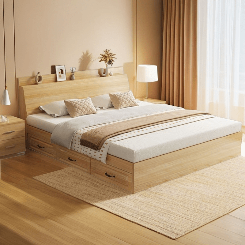 榻榻米箱体板式床多功能双人床1.5米1.2米单人床高箱抽屉床储物床