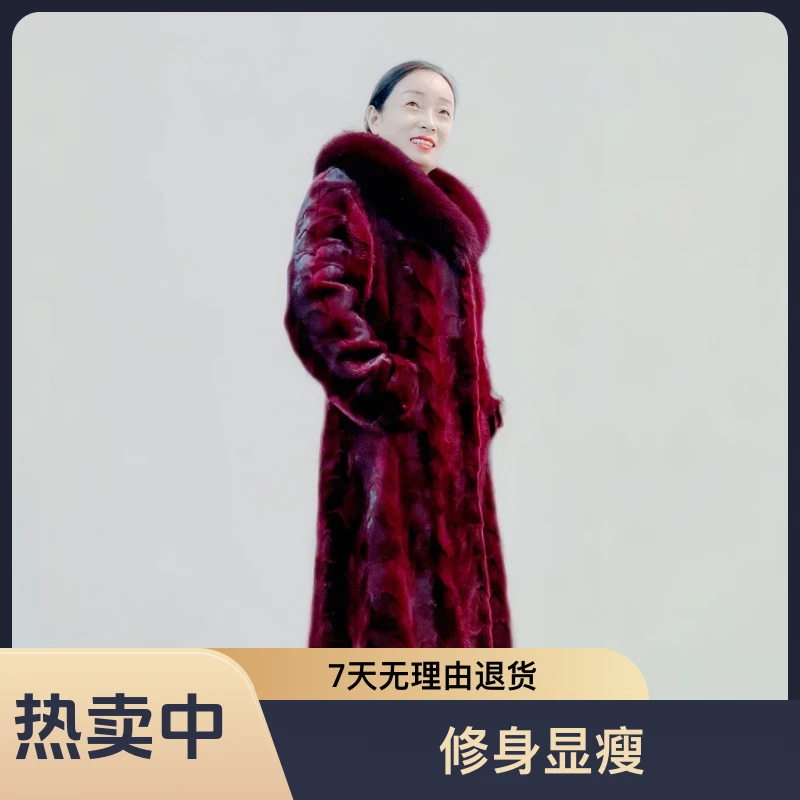 2022冬季保暖狐狸毛大毛领中长款修身女款显瘦时尚外套秋冬冬装