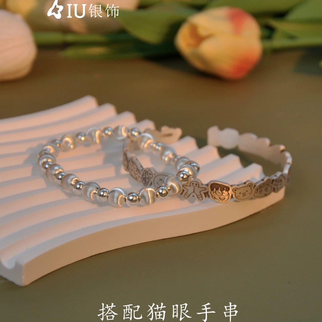 足银手镯 足银999动画片手镯实心纯银手镯手工可爱个性