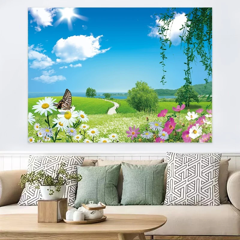 青青草原风景装饰画治愈系自粘贴画客厅餐厅书房卧室现代墙面壁纸