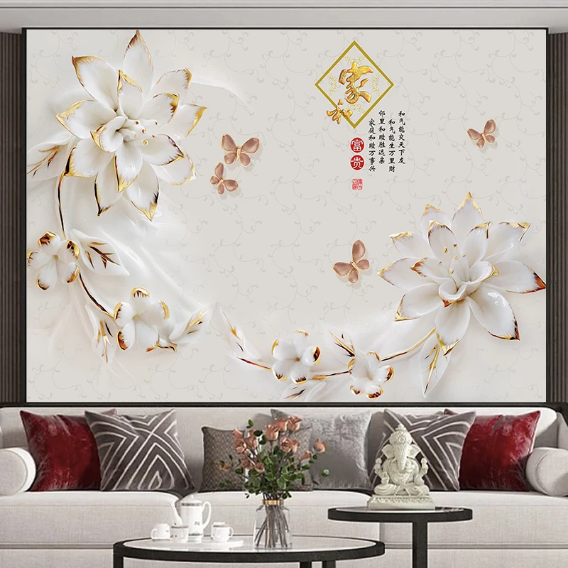 家和富贵床头装饰画客厅餐厅卧室房间墙面壁纸新中式轻奢自粘贴画