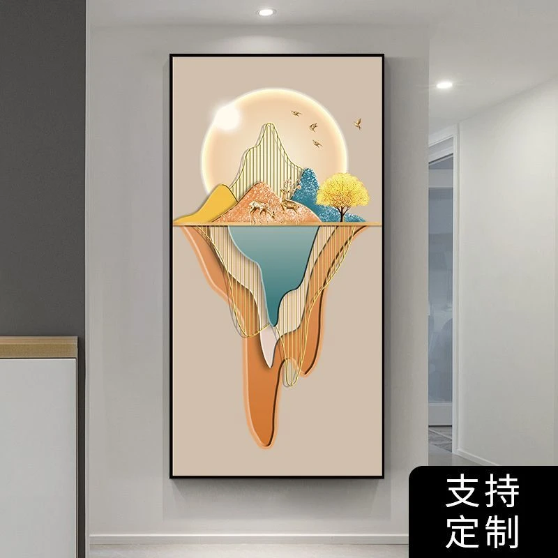 现代简约轻奢贴画墙壁纸玄关自粘装饰画墙贴过道走廊客厅壁纸墙画