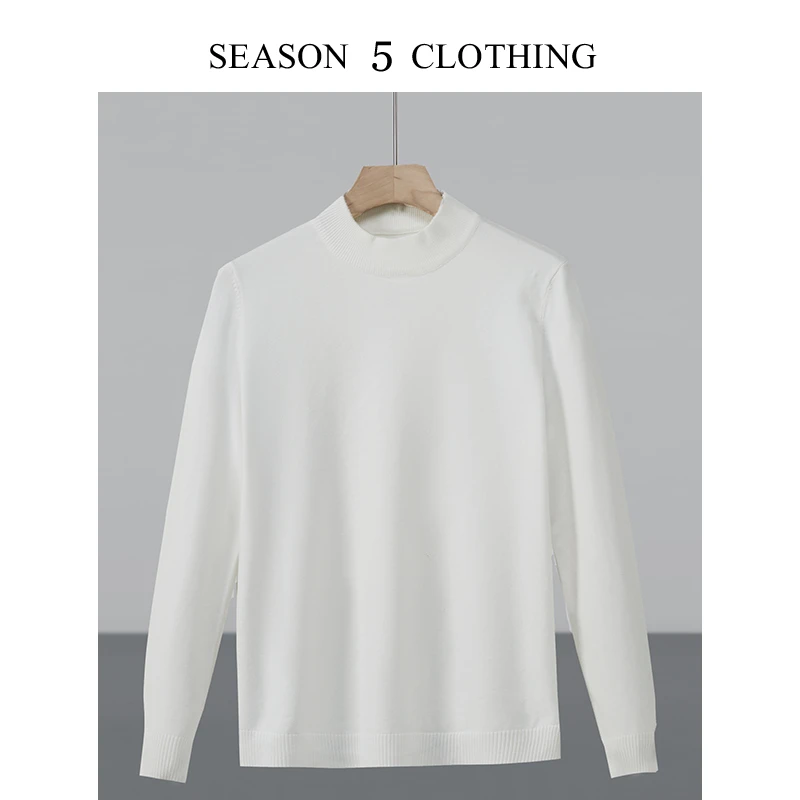 保暖毛衣头套圆领针织打底衫百搭休闲长袖男士内搭纯色高级感