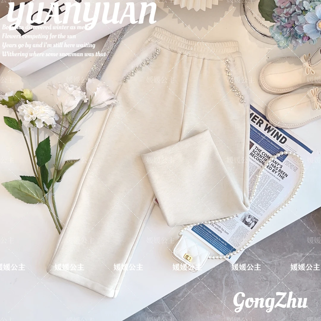 媛媛公主2023冬季女童中大童宽松时尚休闲裤63421T980