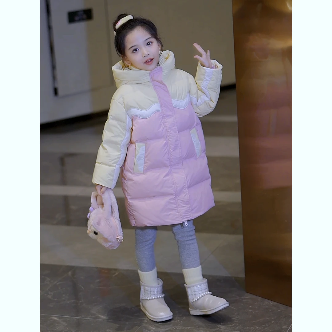 媛媛公主2023冬女童中大童亲子马卡龙拼色羽绒服13415Q171