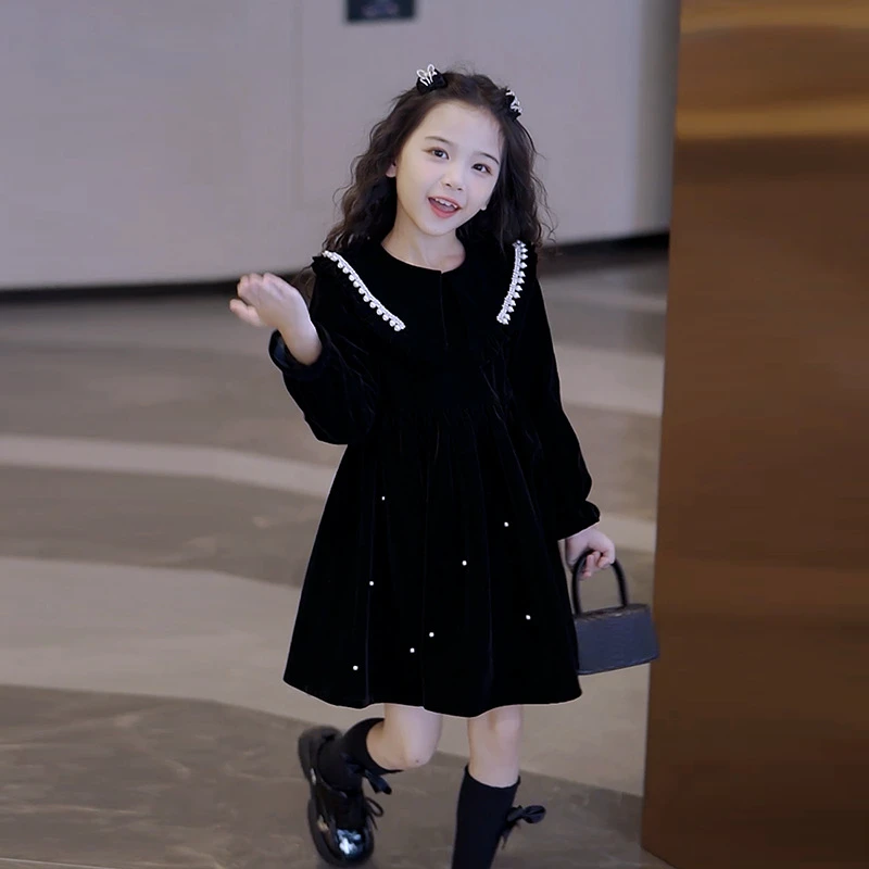 媛媛公主2023冬【星河烂漫】女童中大童加绒小香连衣裙13461R325