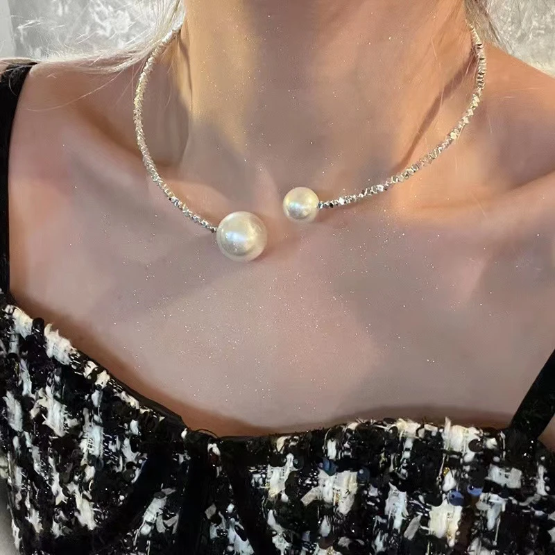 钛钢项链 闪闪女神气质碎银某珠开口项圈颈链网红同款锁骨链