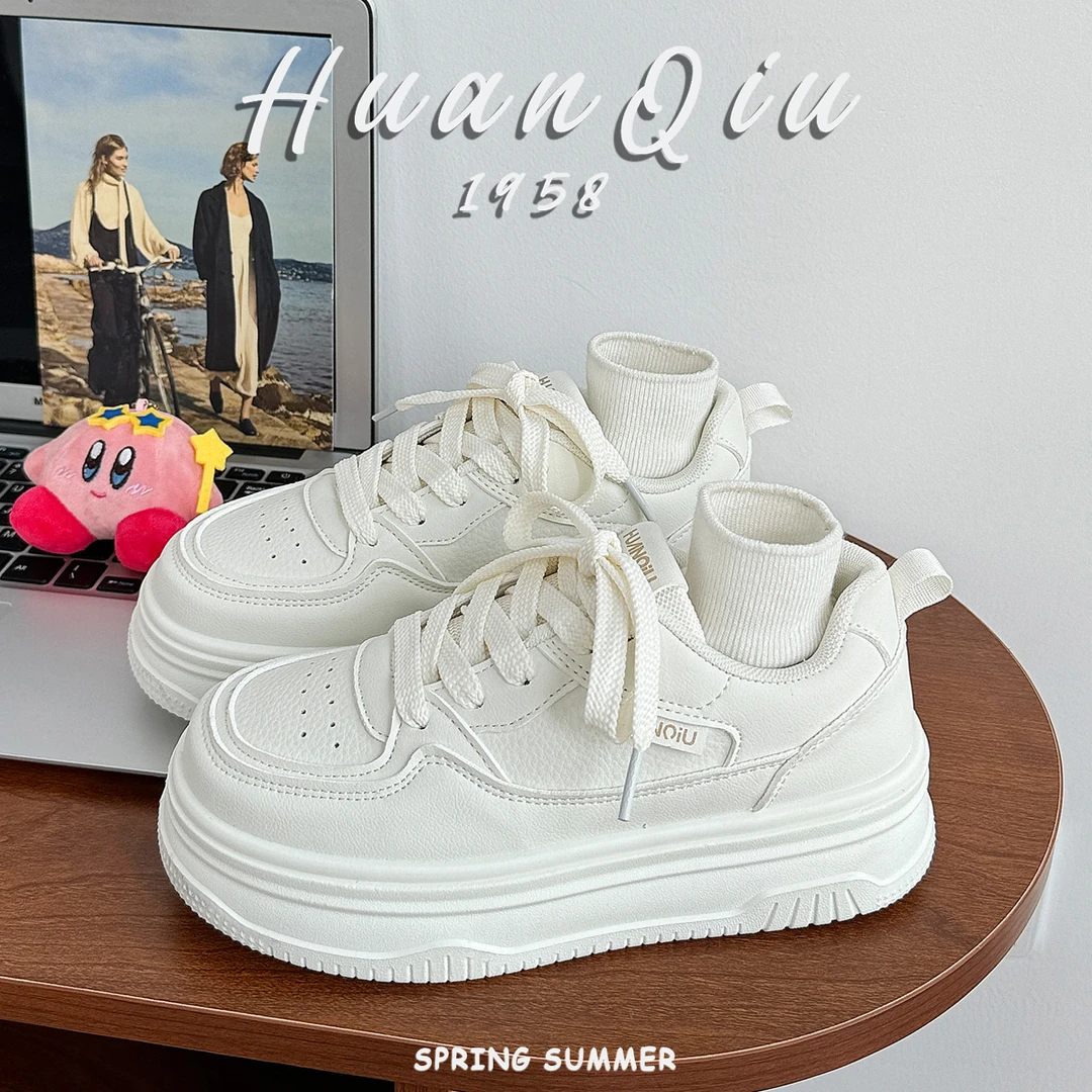 环球夏季厚底熊猫鞋复古港风小白鞋2025新款ins爆款高颜值增高鞋