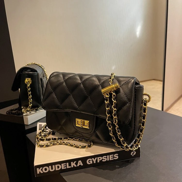 新款网红轻奢时尚百搭单肩斜挎女包菱格肩包小香风高级ing气质