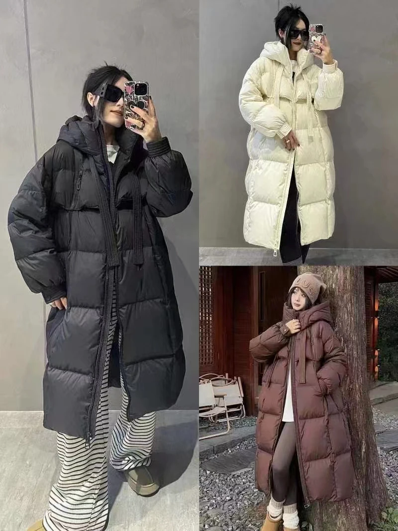 飘带大被子羽绒服长款
