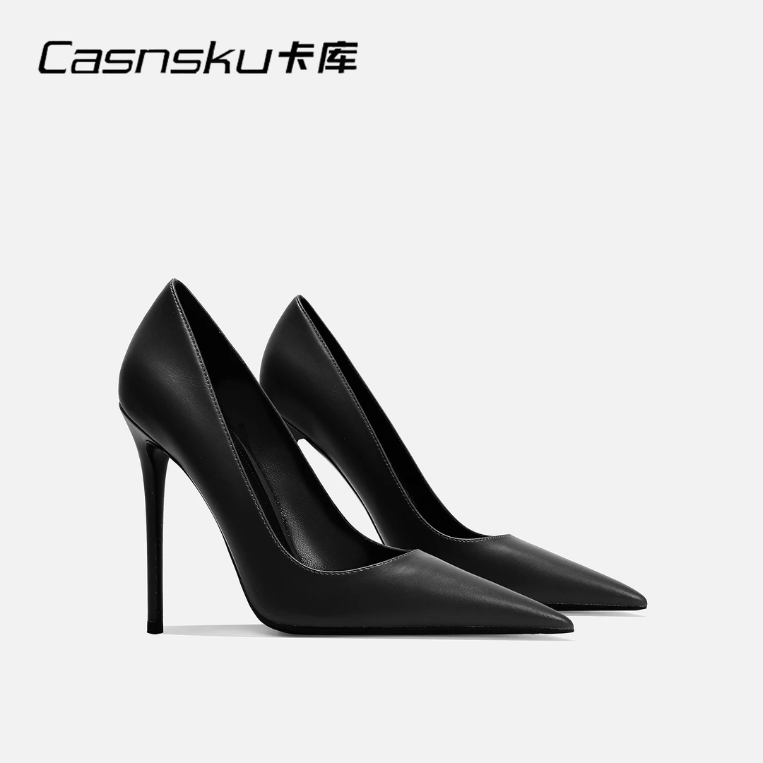 CASNSKU卡库配礼服高跟鞋黑色高级感职业气质软皮单鞋设计感小众