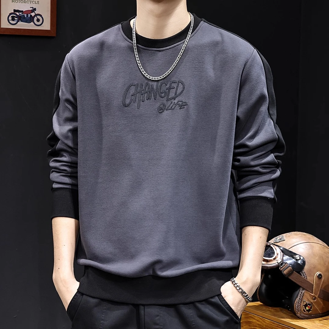 Cebrodz拼色卫衣男款重磅男装大码男士潮牌圆领衣服春秋季长袖