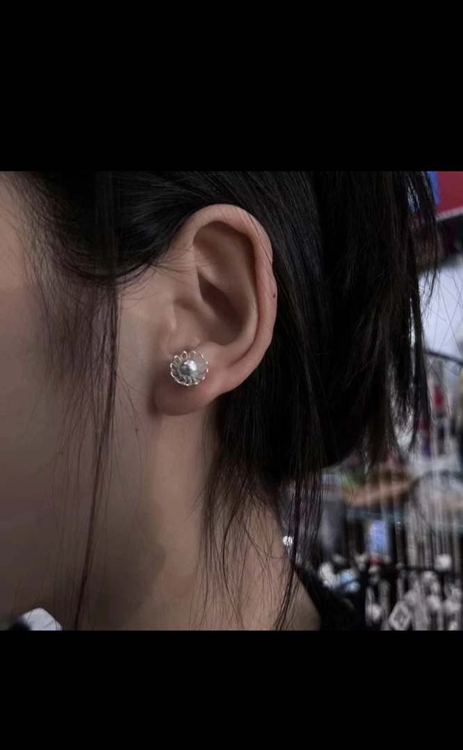 足银耳饰 大凉山彝族传统工艺小花朵耳环