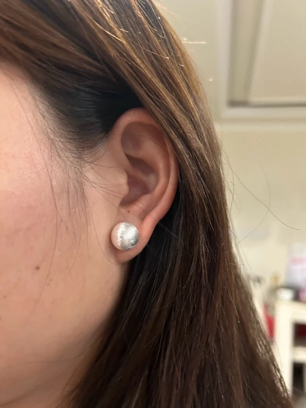 足银耳饰 990足银复古磨砂耳钉简约气质百搭