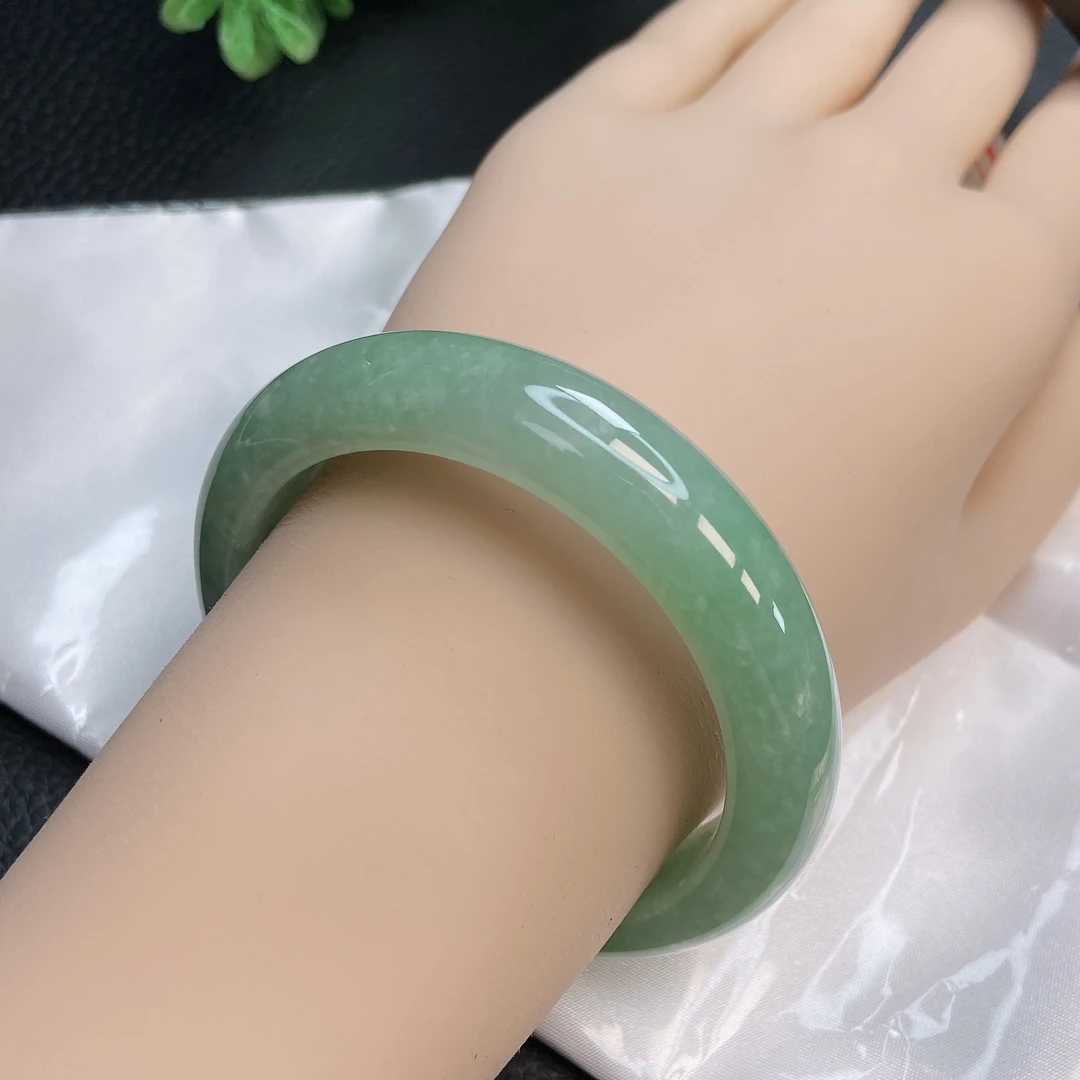 53圈满绿翡翠手镯缅甸天然a货老坑时尚百搭少女妈妈玉镯30570