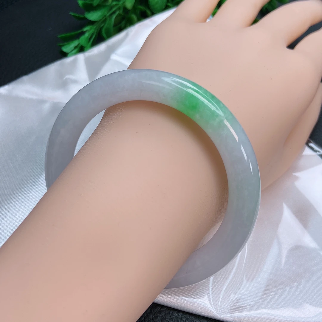 57圈圆条飘阳绿翡翠手镯缅甸天然a货老坑百搭少女妈妈玉镯k40856